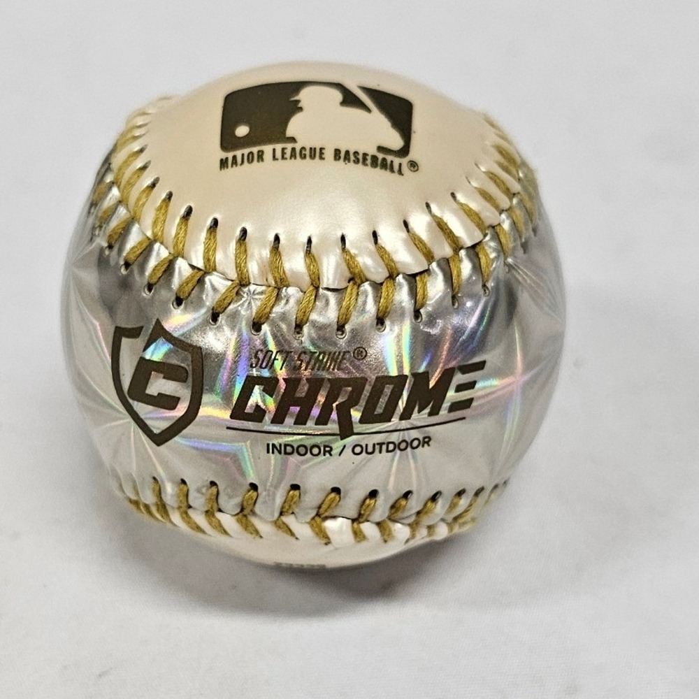 Franklin MLB Soft Strike Chrome Baseball Silver White Holographic 9in 4oz 23339